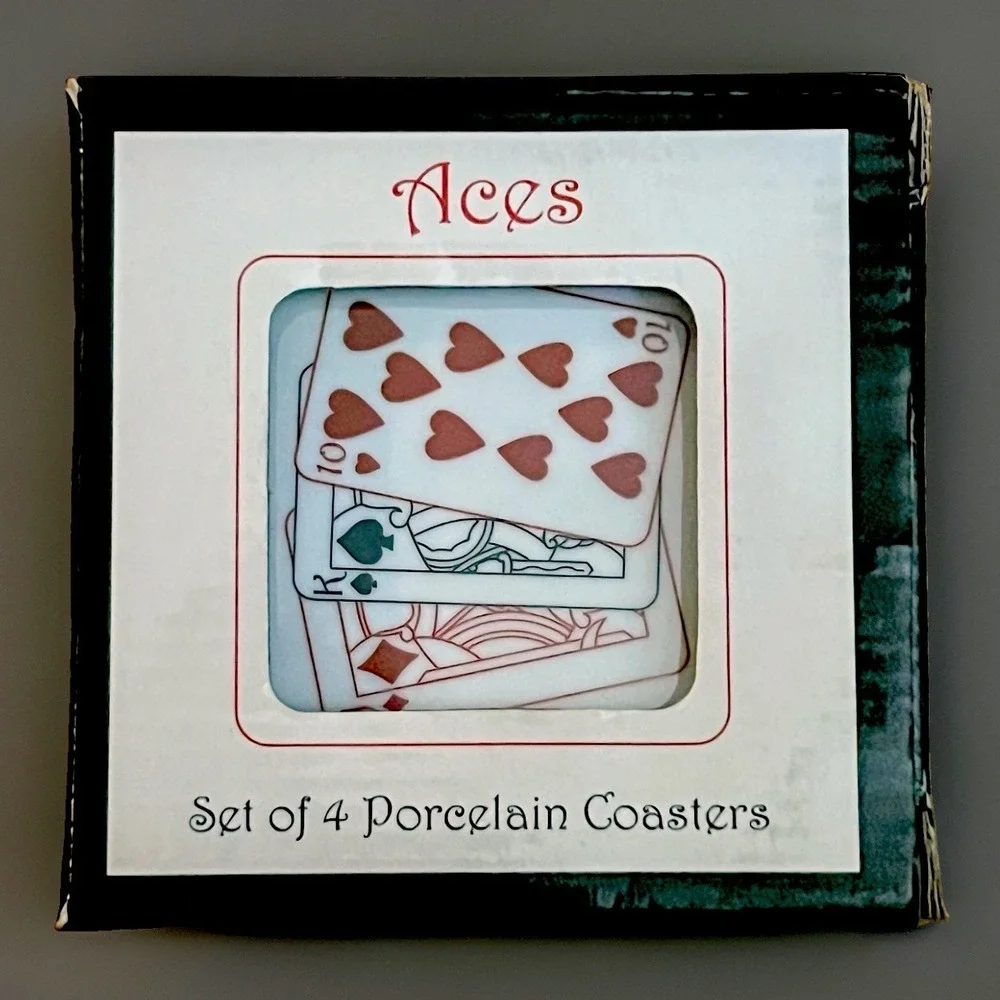 BIA Cordon Bleu Aces Porcelain Coaster Set of 4 Playing Cards Poker 2003 NIB